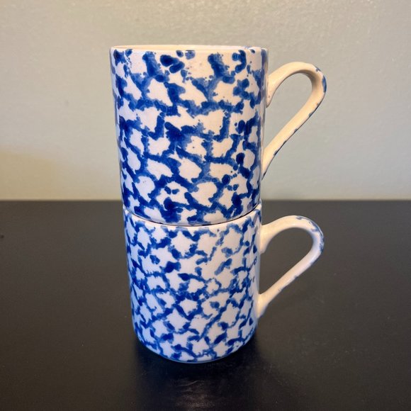 Set of 2 GIBSON Blue Spongeware Mugs ~ Cottagecore  ~ Farm Kitchen ~ Sponge - Picture 3 of 9